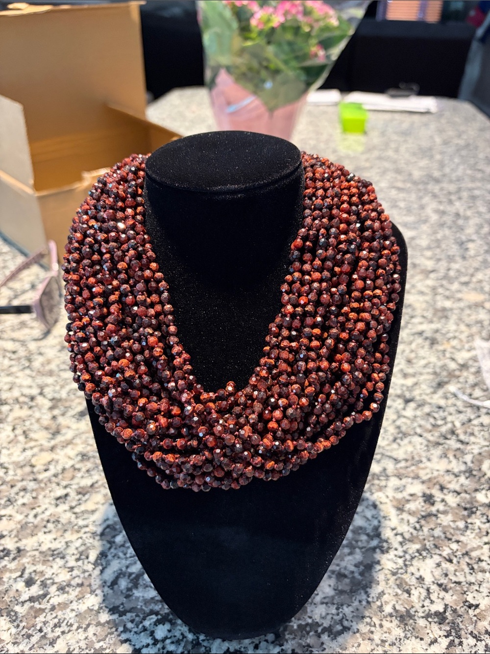 Patricia Von Musulin 
Multi strand faceted tiger’s eye necklace